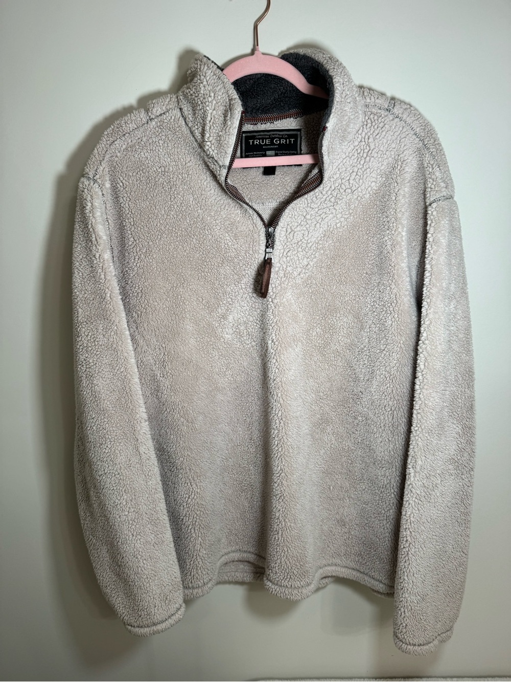 True Grit Unisex Sherpa Half-Zip Pullover - beige/cream